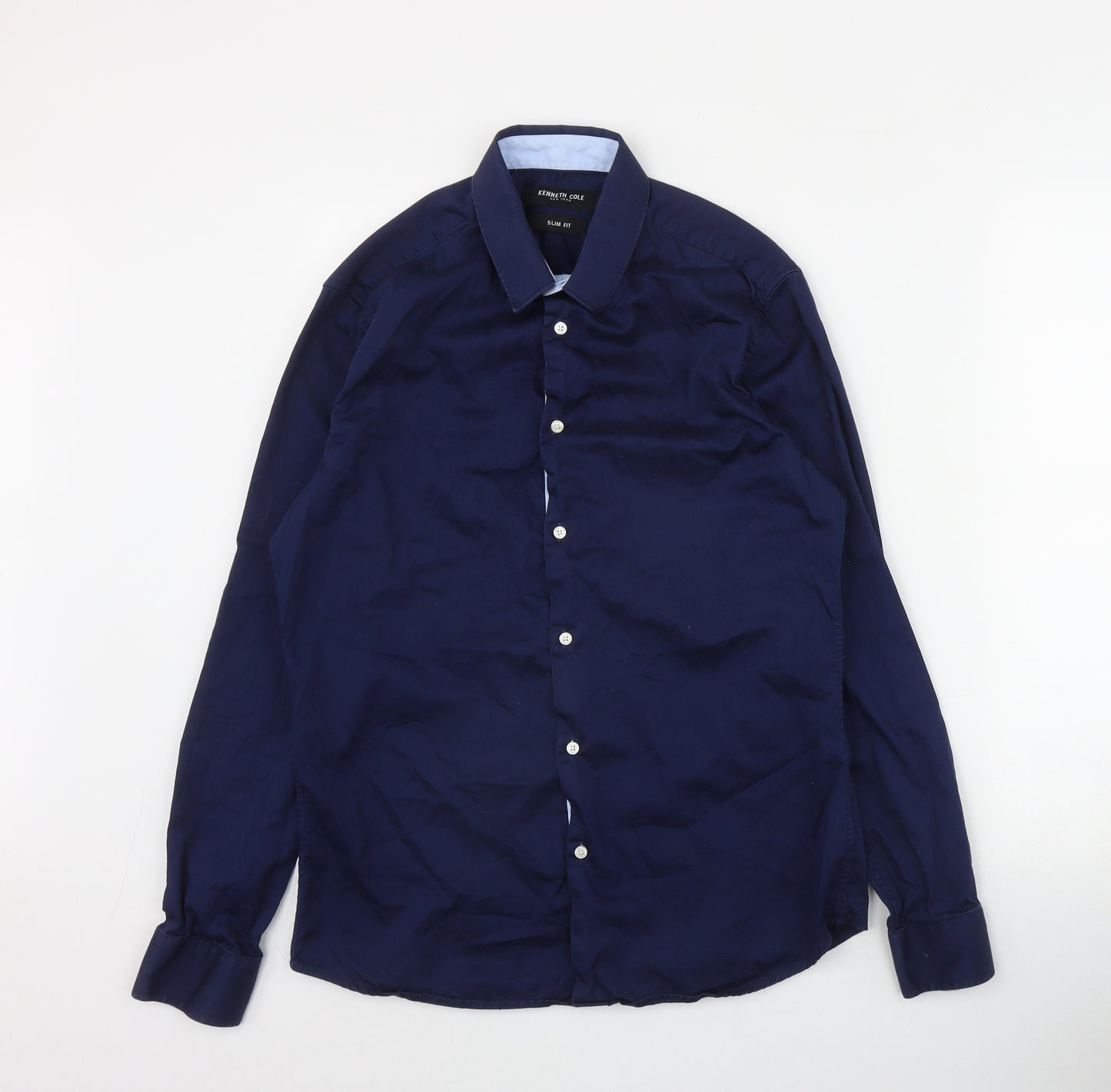 Kenneth Cole Mens Blue  Cotton  Button-Up Size S Collared Button