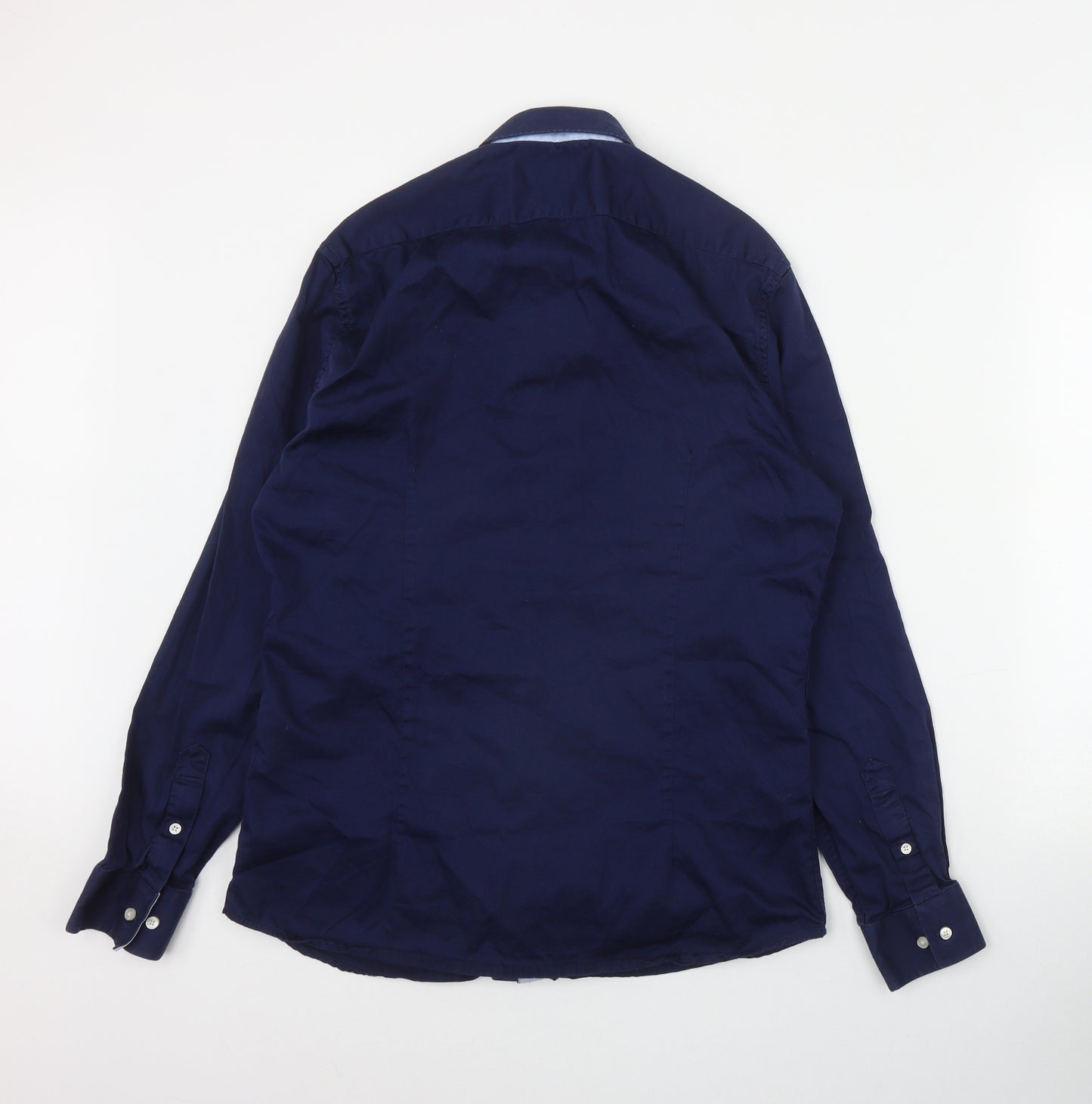 Kenneth Cole Mens Blue  Cotton  Button-Up Size S Collared Button