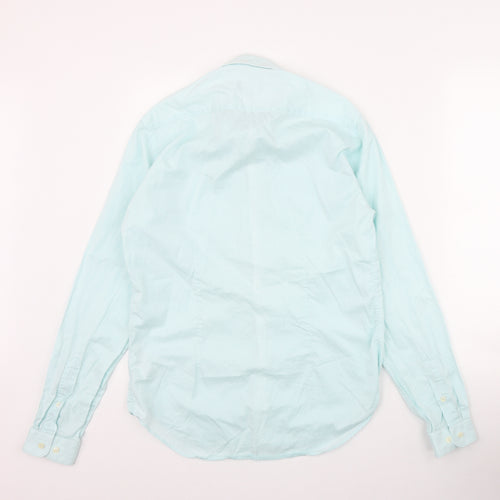 Zara Mens Blue  Cotton  Button-Up Size M Collared Button