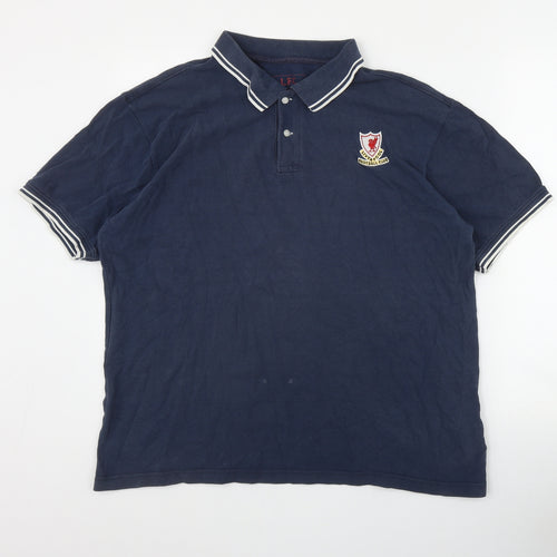 Liverpool FC Mens Blue  Cotton  Polo Size L Collared Button