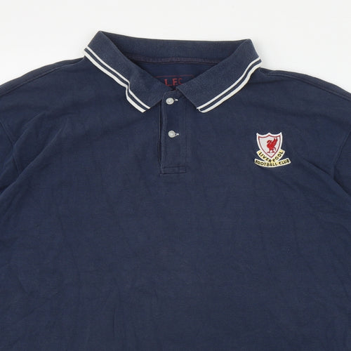 Liverpool FC Mens Blue  Cotton  Polo Size L Collared Button