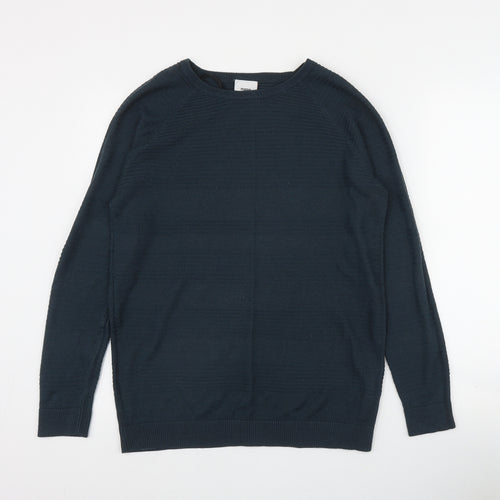Mamalicious Womens Blue Round Neck  Acrylic Pullover Jumper Size L