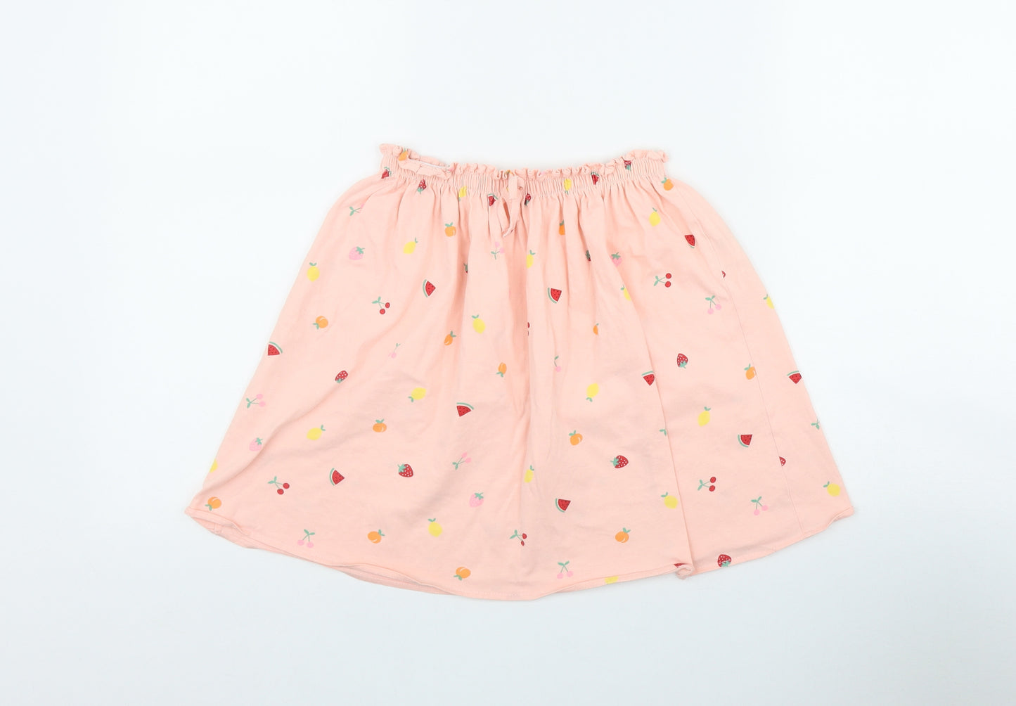 H&M Womens Pink Geometric Cotton A-Line Skirt Size 8   Drawstring - Fruit print