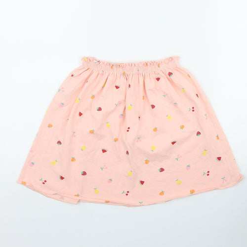 H&M Womens Pink Geometric Cotton A-Line Skirt Size 8   Drawstring - Fruit print