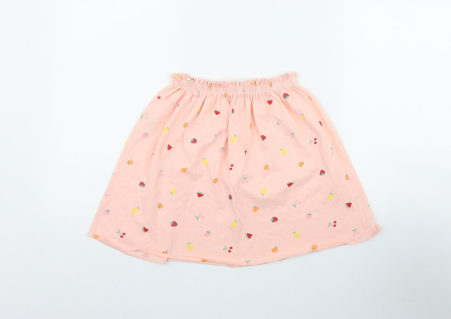 H&M Womens Pink Geometric Cotton A-Line Skirt Size 8   Drawstring - Fruit print
