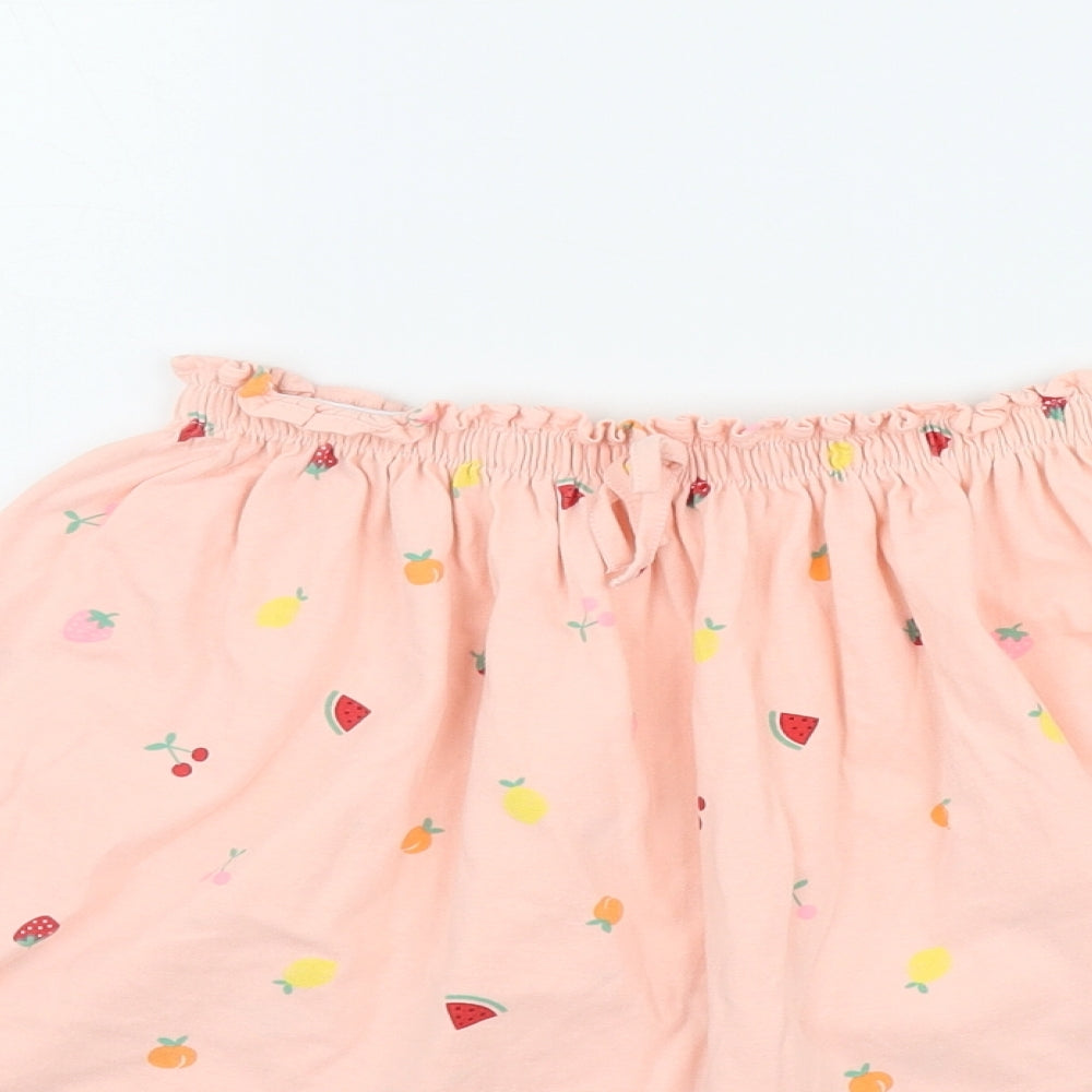 H&M Womens Pink Geometric Cotton A-Line Skirt Size 8   Drawstring - Fruit print