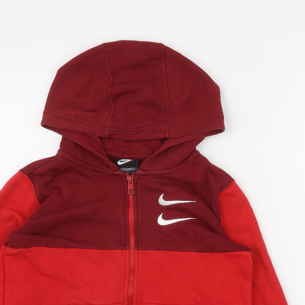 Nike  Boys Red  Cotton Full Zip Hoodie Size 11-12 Years  Zip