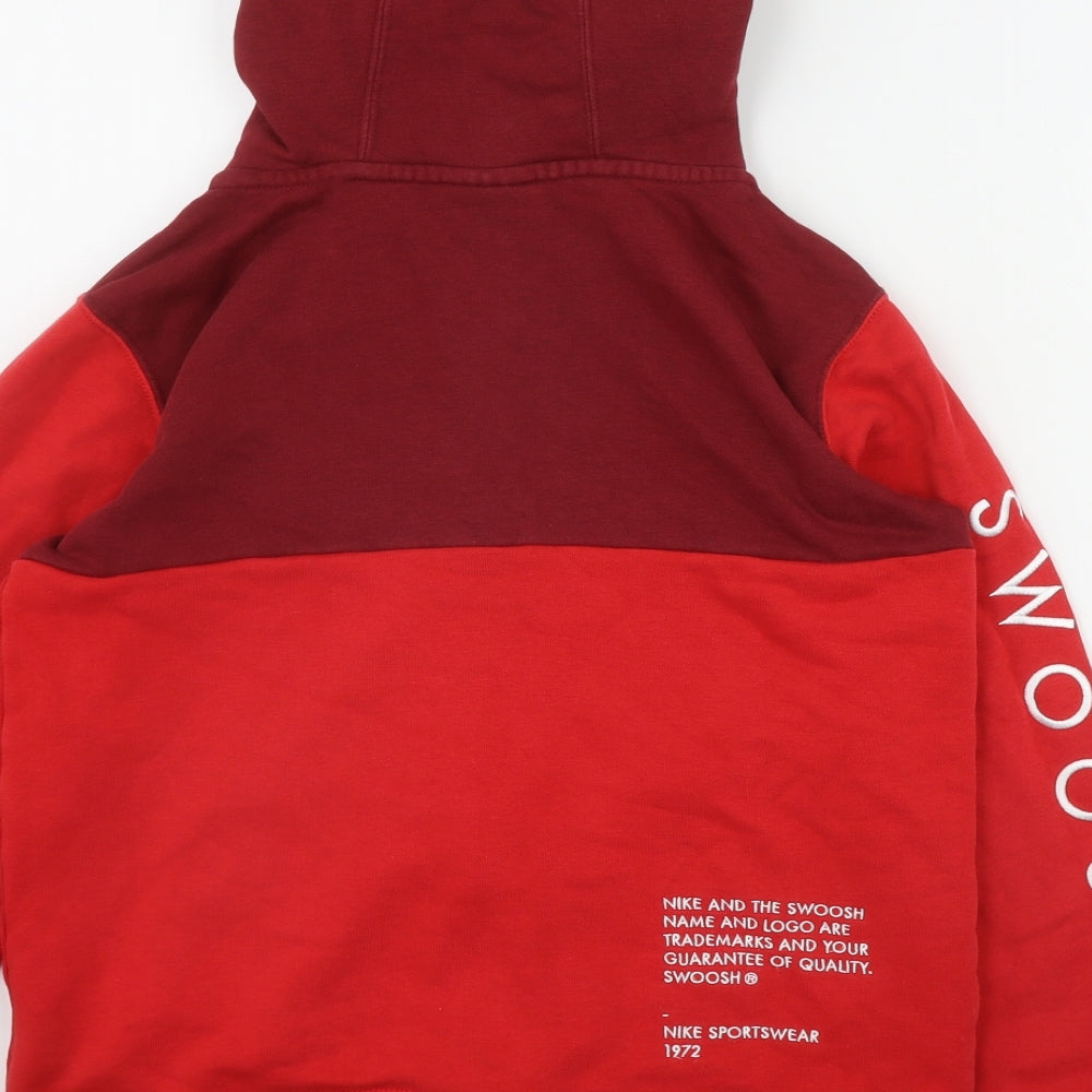 Nike  Boys Red  Cotton Full Zip Hoodie Size 11-12 Years  Zip