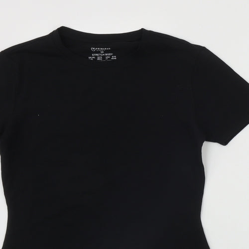 Primark Womens Black  Cotton Bodysuit One-Piece Size 12  Snap