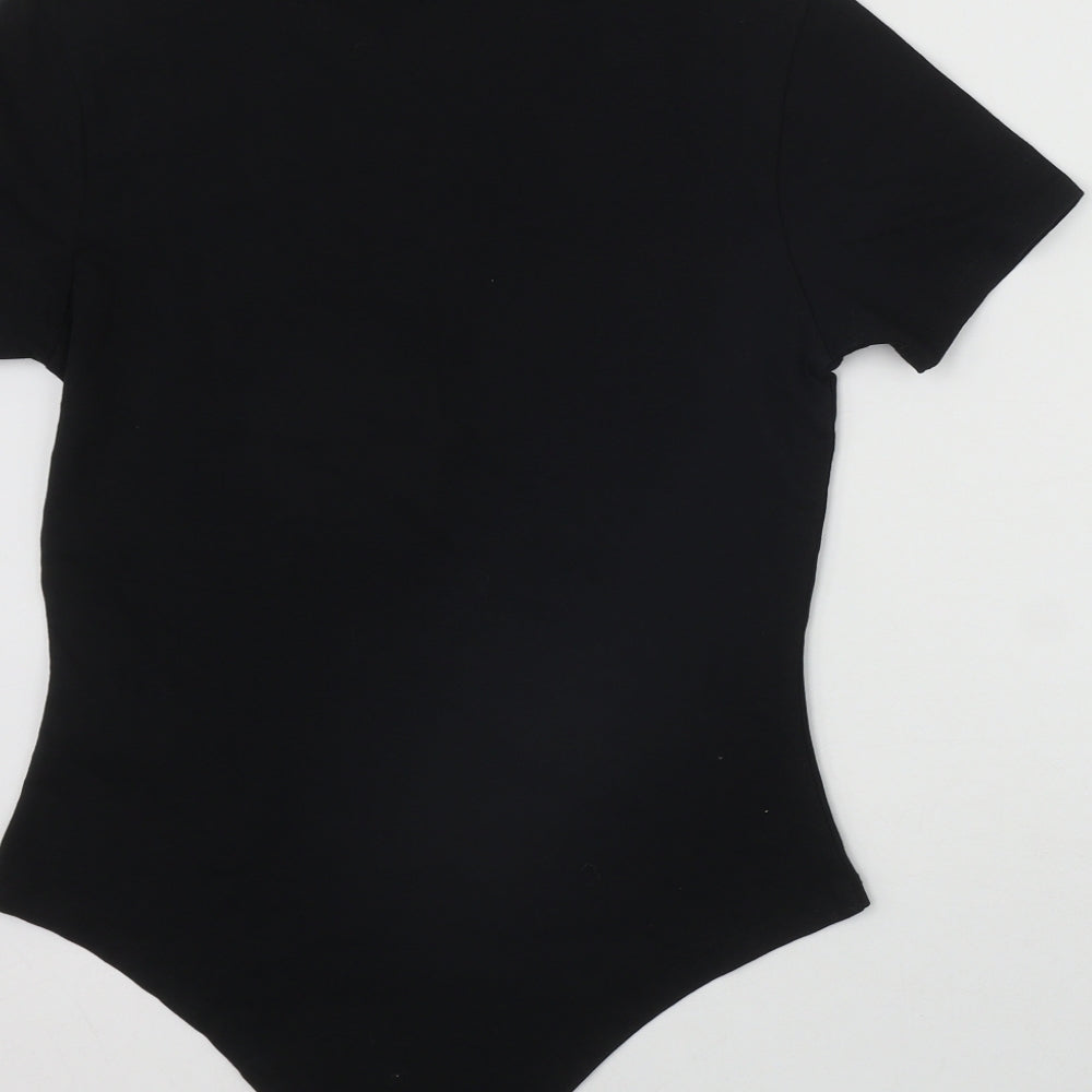 Primark Womens Black  Cotton Bodysuit One-Piece Size 12  Snap