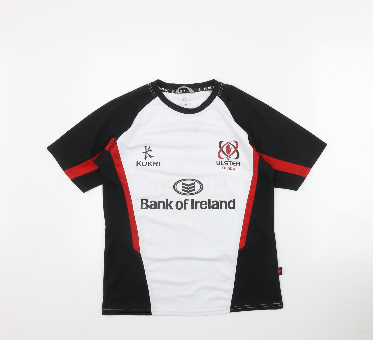Kukri Boys White  Polyester Basic T-Shirt Size 13-14 Years Round Neck Pullover - Ulster Rugby