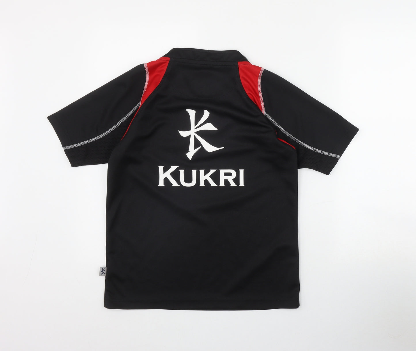 Kukri Boys Black  Polyester Basic T-Shirt Size 11-12 Years Round Neck Button - Ulster Rugby