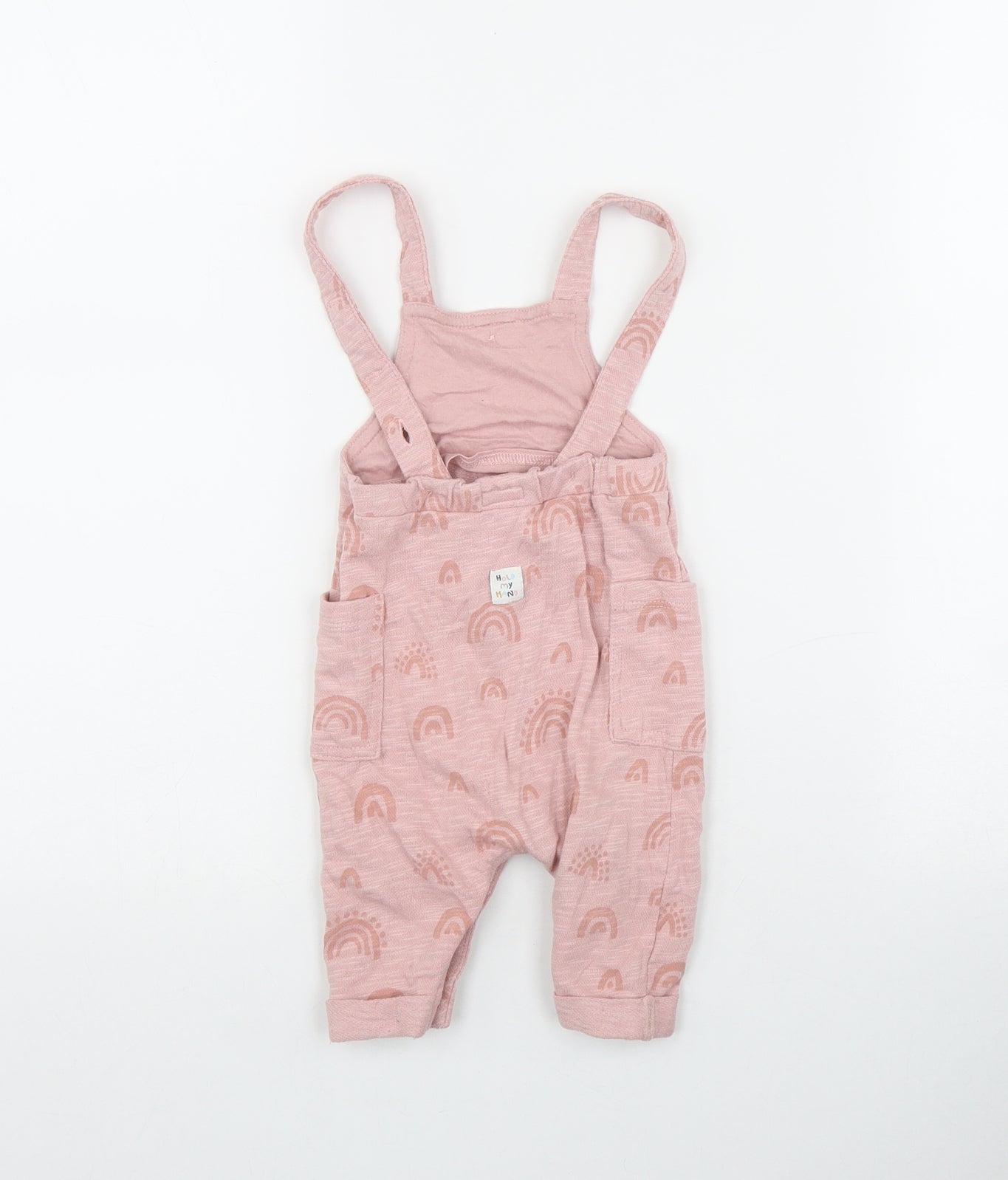 mamas & papas Girls Pink Geometric Cotton Dungaree Outfit/Set Size 0-3 Months  Button