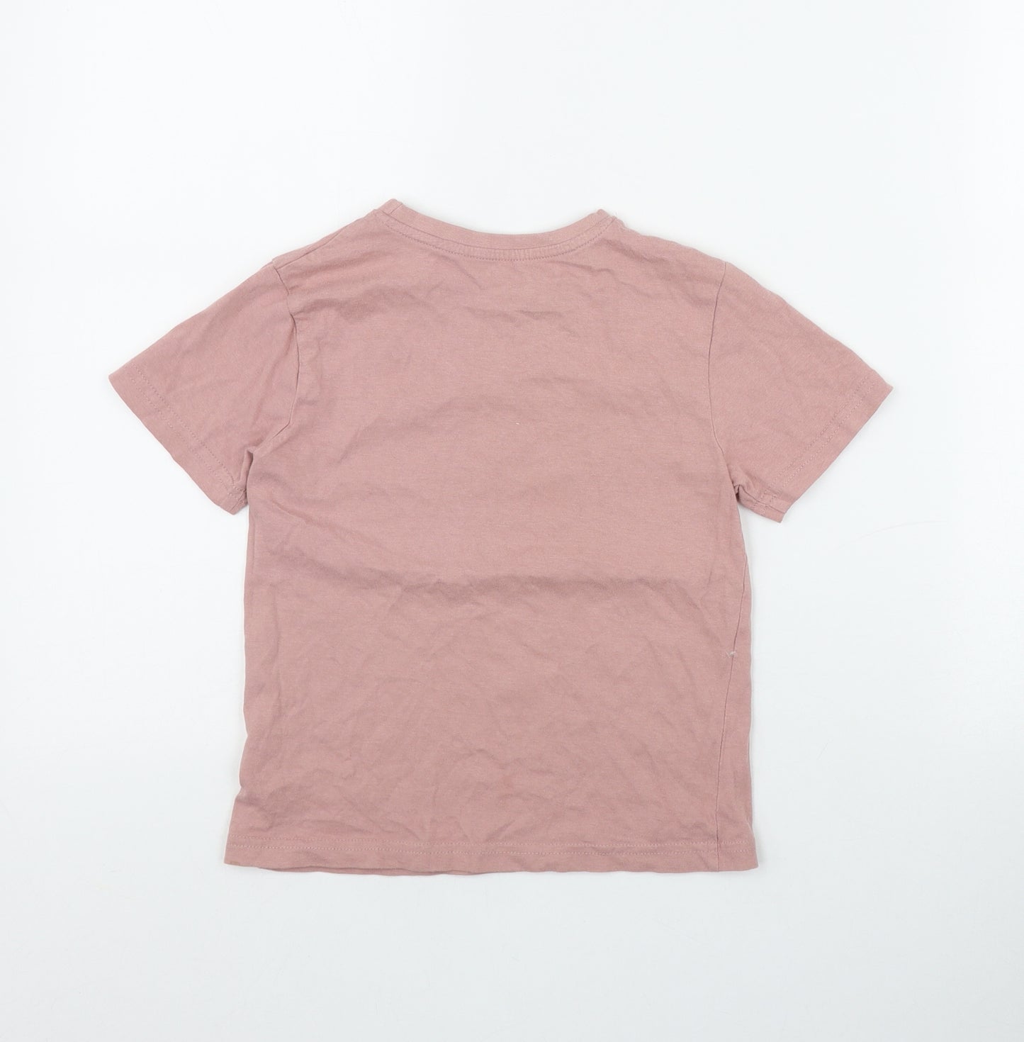 Primark Girls Pink  Cotton Basic T-Shirt Size 5-6 Years Round Neck Pullover - 'Kind is the new cool'