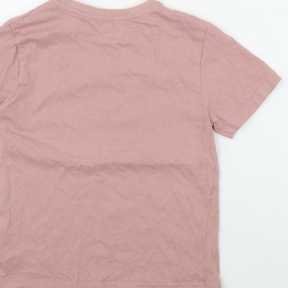 Primark Girls Pink  Cotton Basic T-Shirt Size 5-6 Years Round Neck Pullover - 'Kind is the new cool'