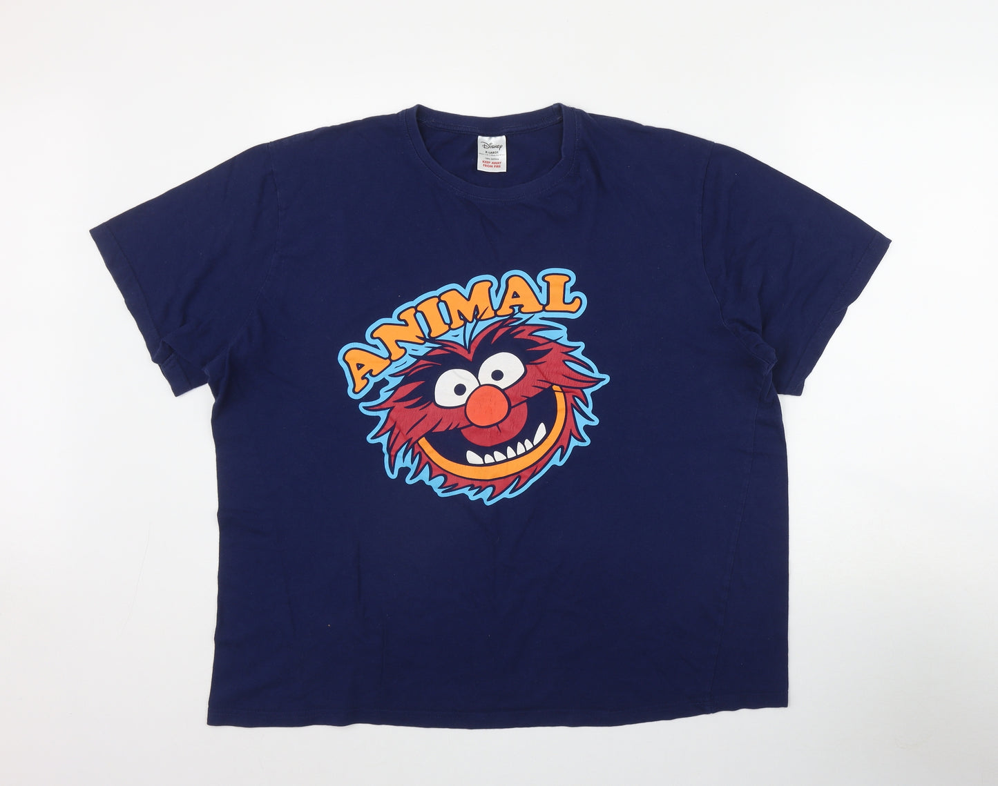 Disney Womens Blue  Cotton Basic T-Shirt Size XL Round Neck