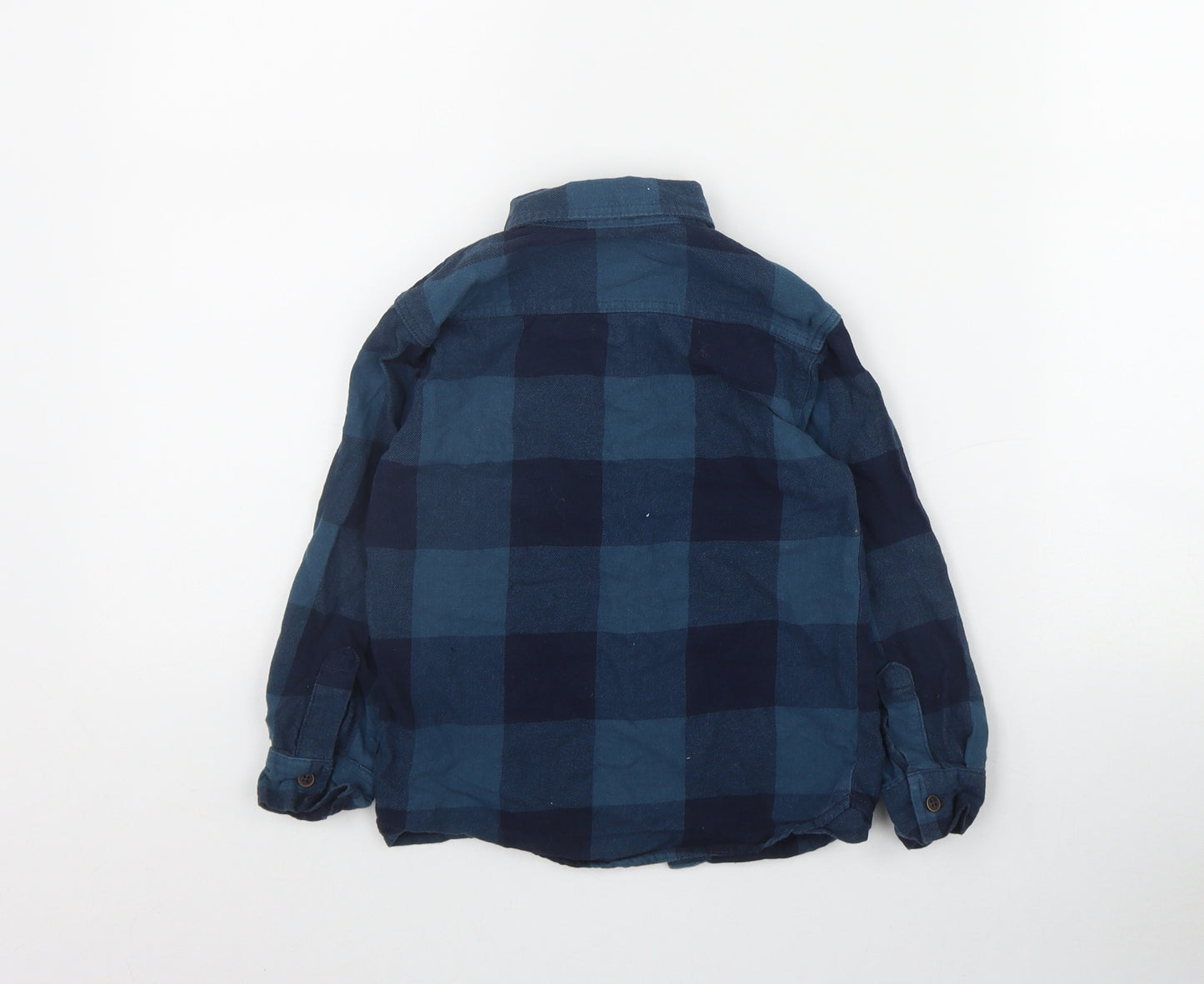 George Boys Blue Plaid Cotton Basic Button-Up Size 4-5 Years Collared Button