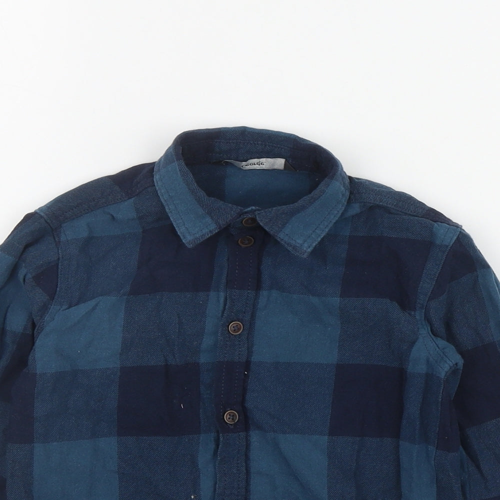 George Boys Blue Plaid Cotton Basic Button-Up Size 4-5 Years Collared Button