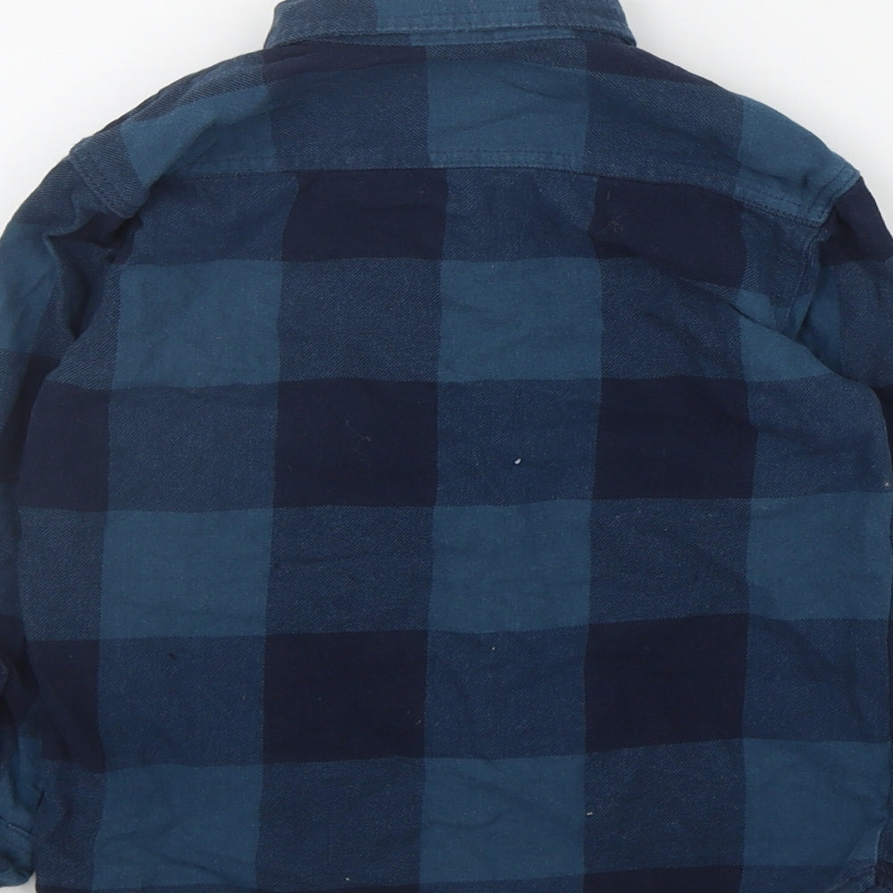 George Boys Blue Plaid Cotton Basic Button-Up Size 4-5 Years Collared Button