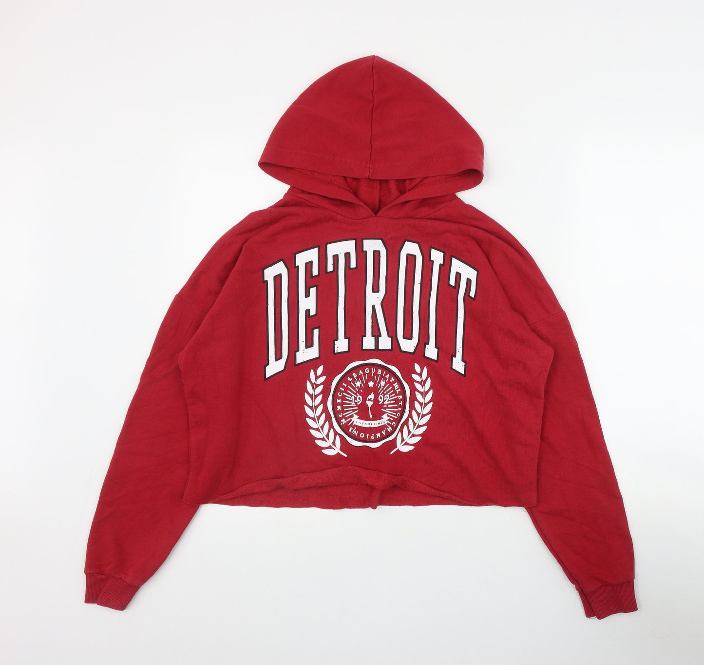 New Look Girls Red  Cotton Pullover Hoodie Size 14-15 Years  Pullover - 'Detroit'