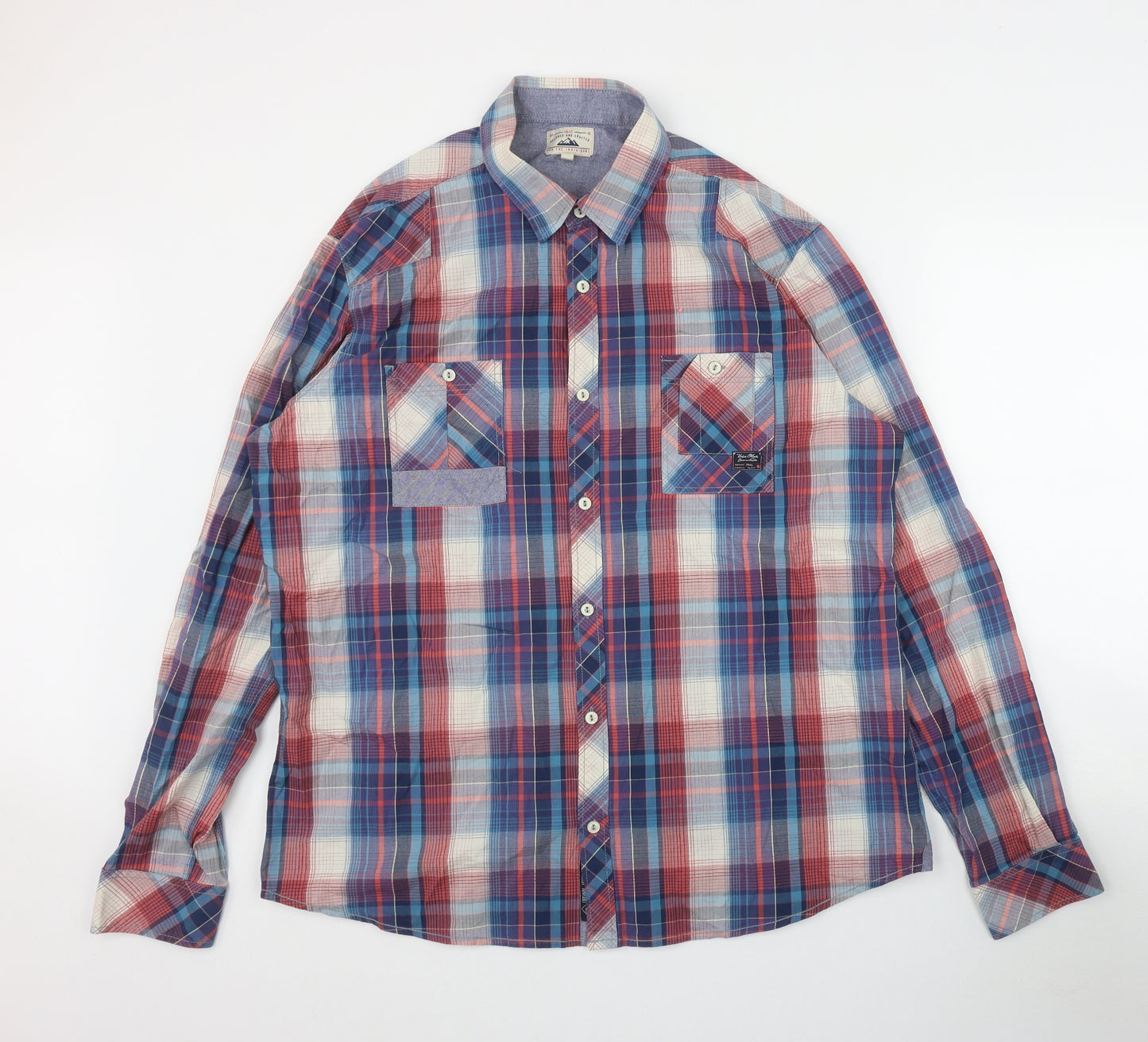NEXT Mens Multicoloured Plaid Cotton  Button-Up Size 2XL Collared Button