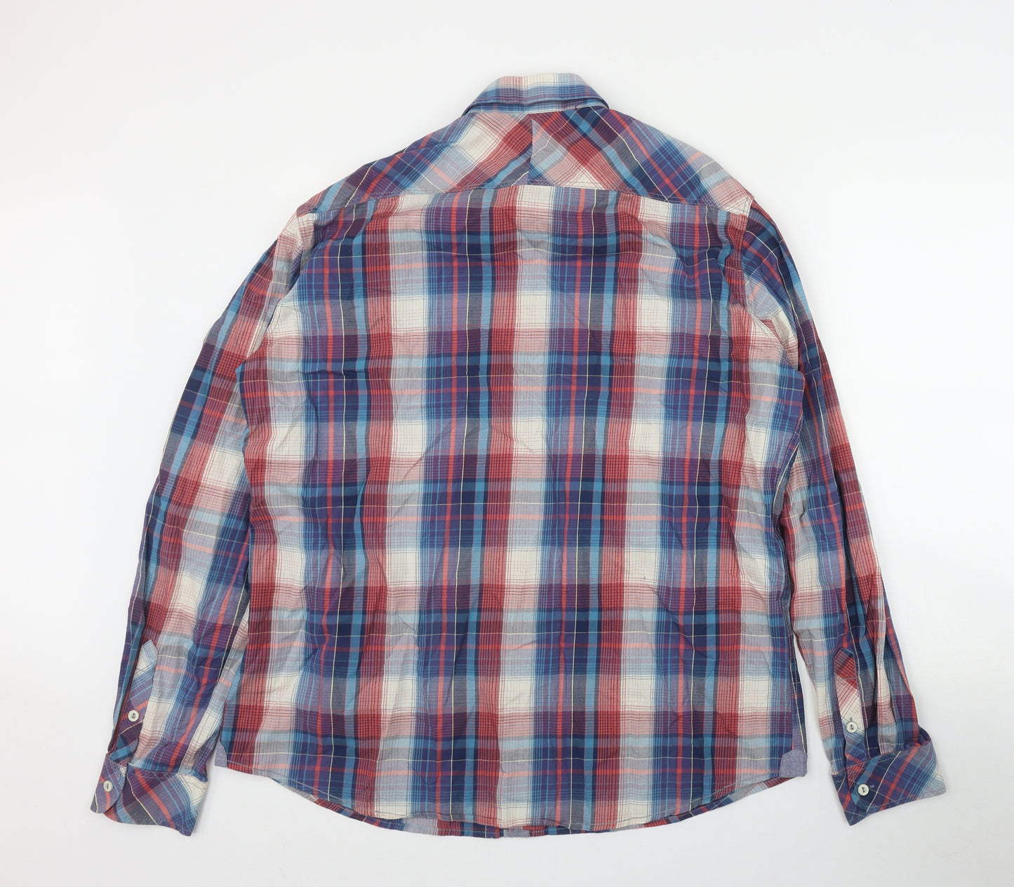 NEXT Mens Multicoloured Plaid Cotton  Button-Up Size 2XL Collared Button