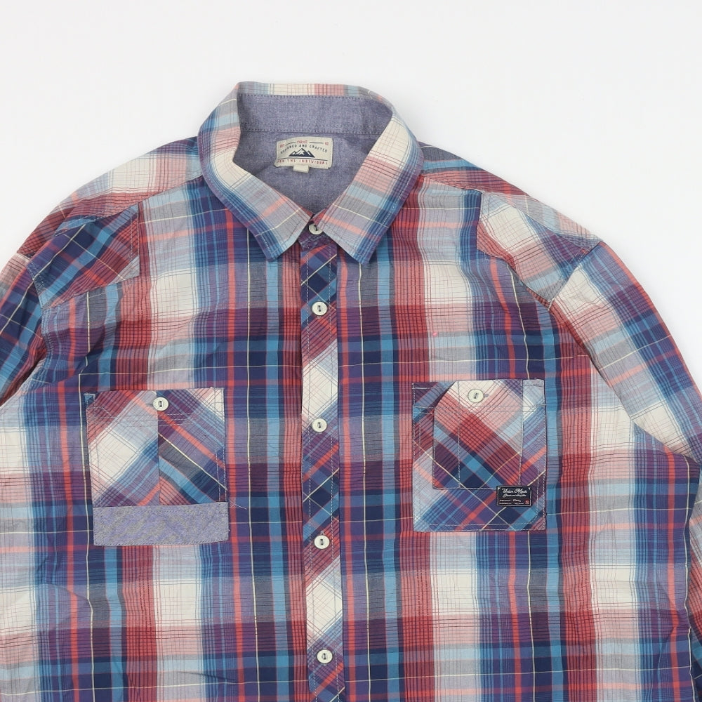 NEXT Mens Multicoloured Plaid Cotton  Button-Up Size 2XL Collared Button