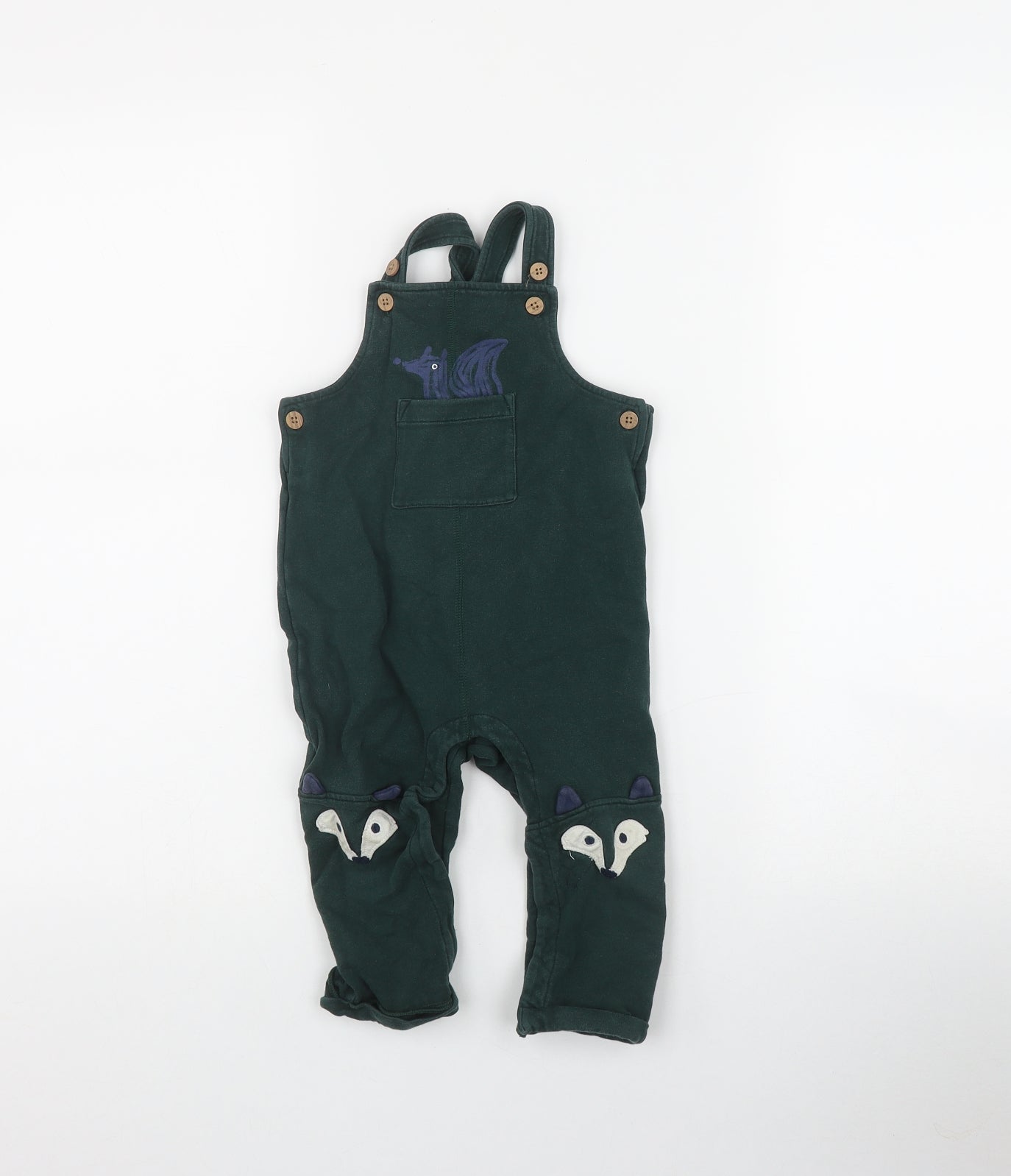 Marks and Spencer Boys Green  Cotton Dungaree One-Piece Size 12-18 Months  Button