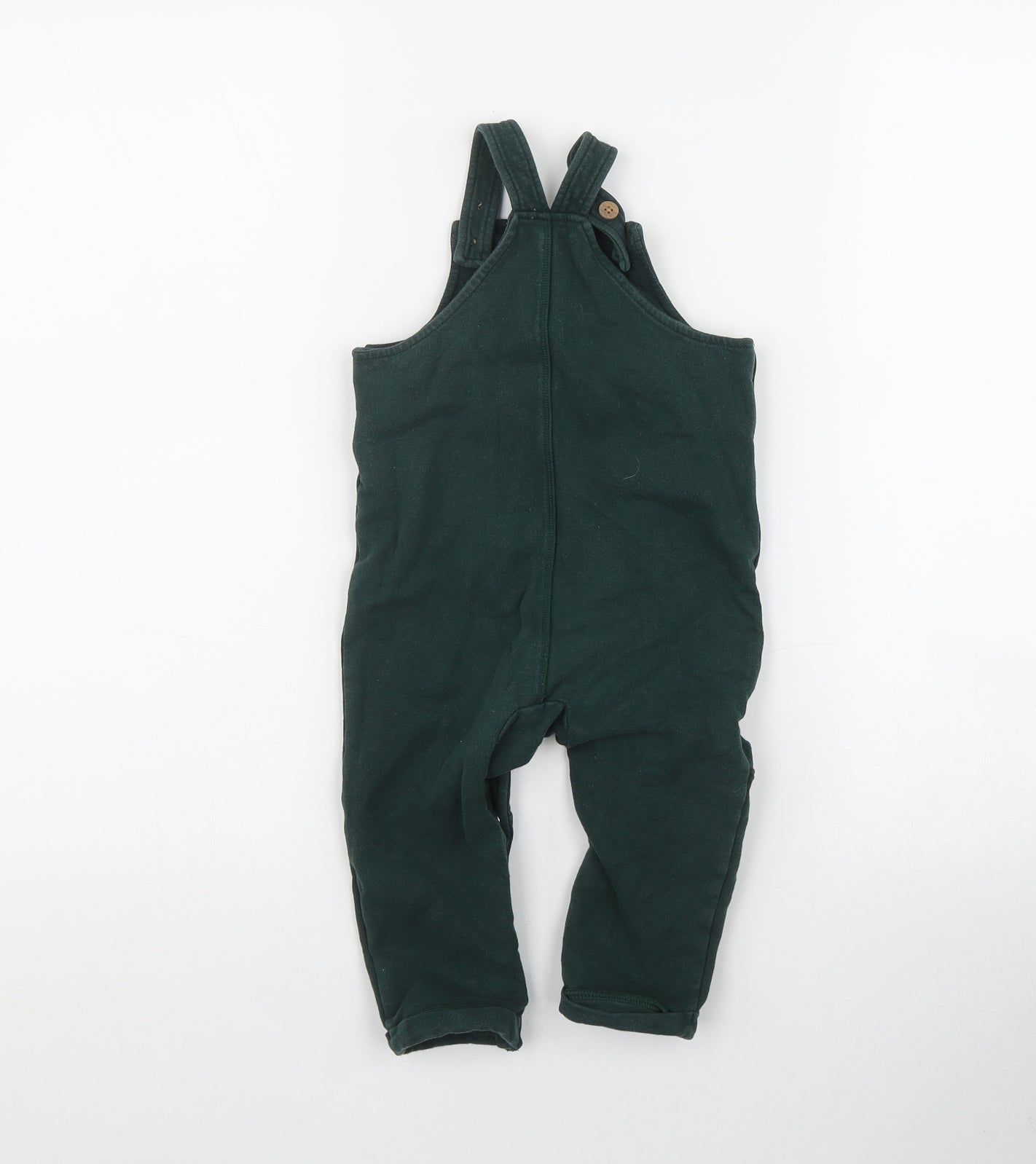 Marks and Spencer Boys Green  Cotton Dungaree One-Piece Size 12-18 Months  Button