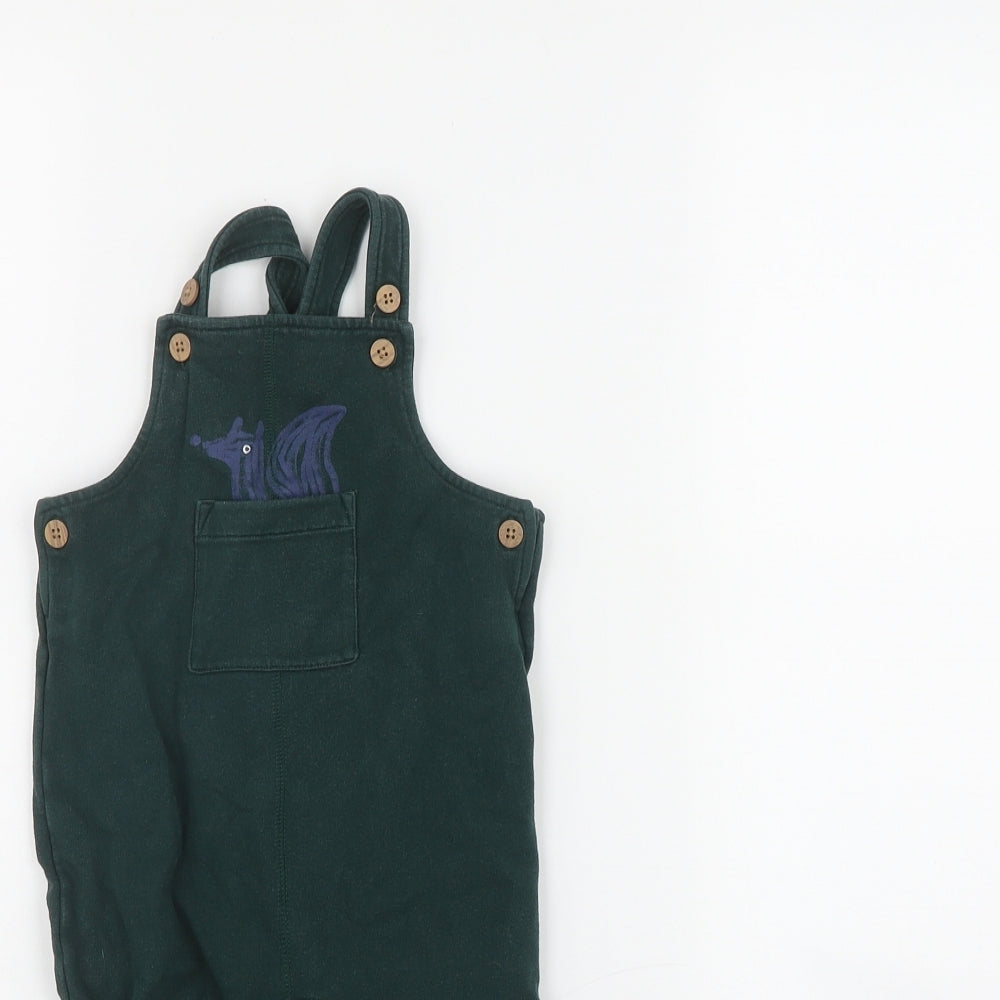 Marks and Spencer Boys Green  Cotton Dungaree One-Piece Size 12-18 Months  Button