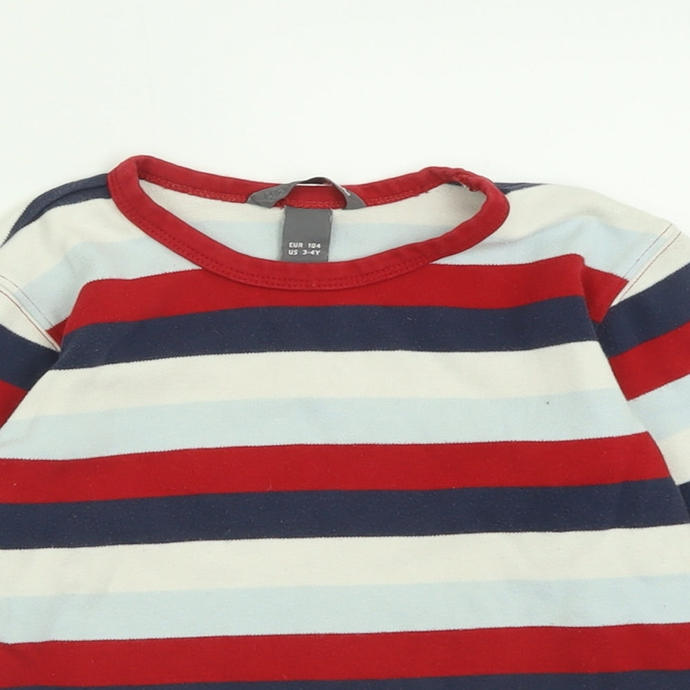 H&M Boys Multicoloured Striped Cotton Basic Casual Size 3-4 Years Crew Neck Pullover