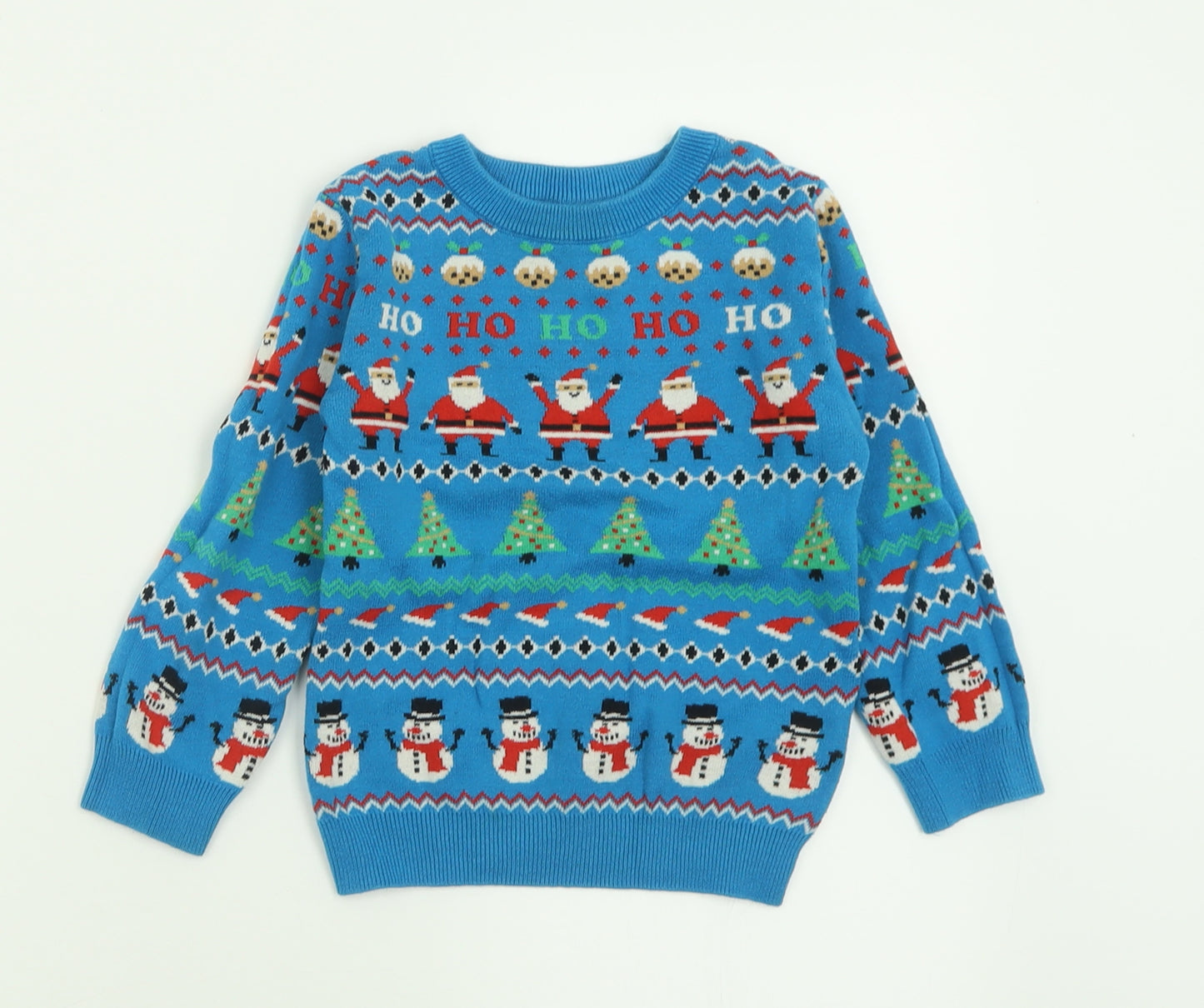 NEXT Boys Blue Crew Neck Geometric Cotton Pullover Jumper Size 2-3 Years  Pullover - Christmas Jumper