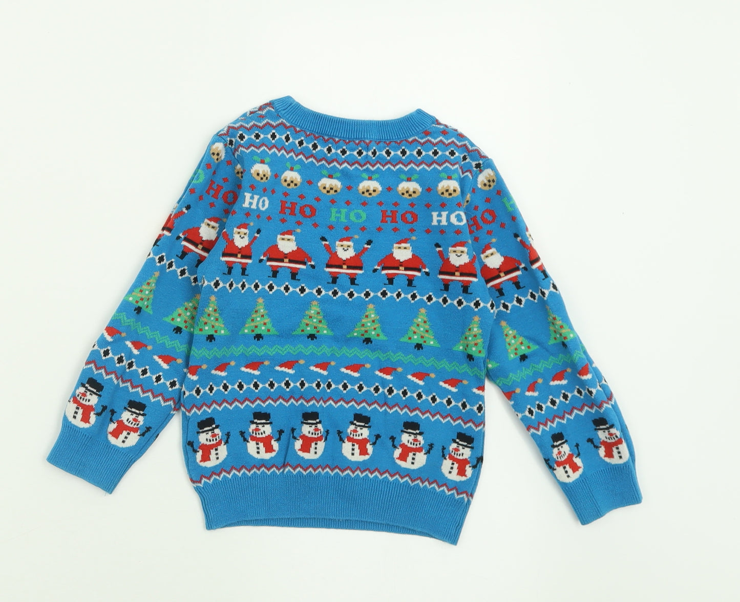 NEXT Boys Blue Crew Neck Geometric Cotton Pullover Jumper Size 2-3 Years  Pullover - Christmas Jumper
