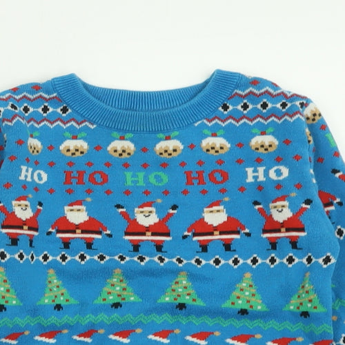 NEXT Boys Blue Crew Neck Geometric Cotton Pullover Jumper Size 2-3 Years  Pullover - Christmas Jumper