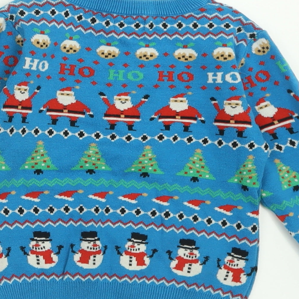 NEXT Boys Blue Crew Neck Geometric Cotton Pullover Jumper Size 2-3 Years  Pullover - Christmas Jumper