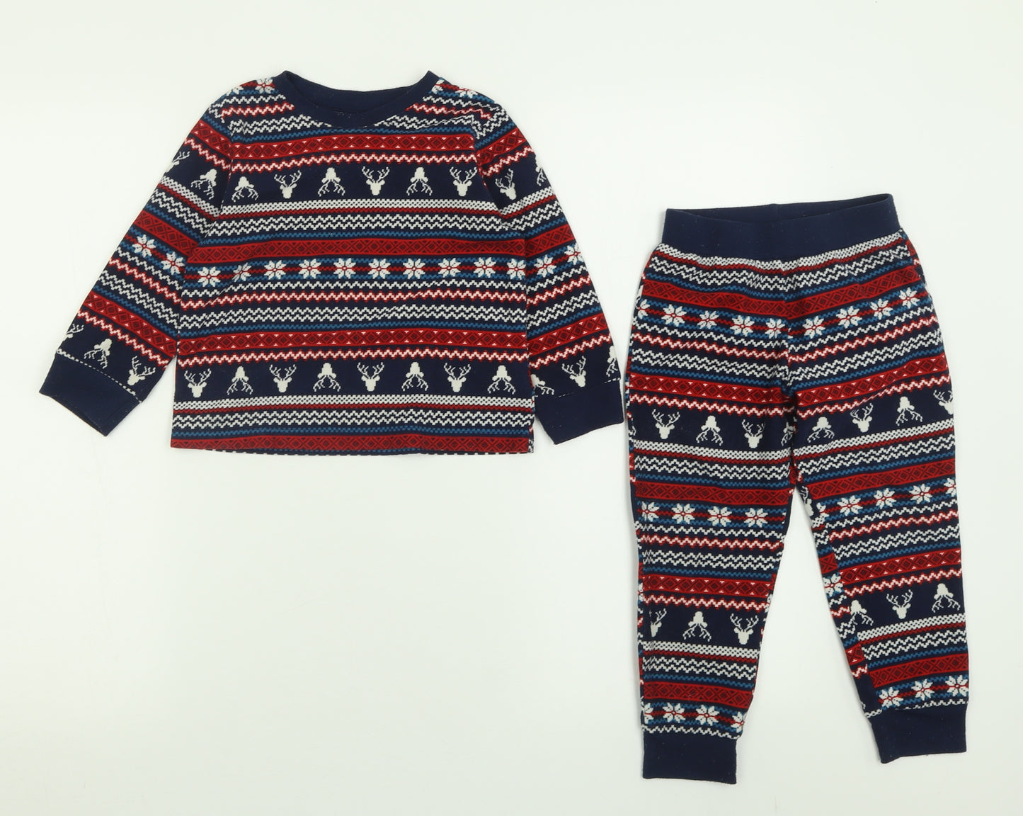 F&F Boys Blue Geometric Polyester  Pyjama Set Size 3-4 Years  Pullover