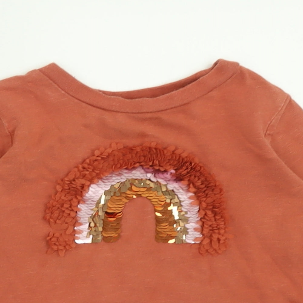 NEXT Girls Orange  Cotton Basic Casual Size 3 Years Crew Neck Pullover