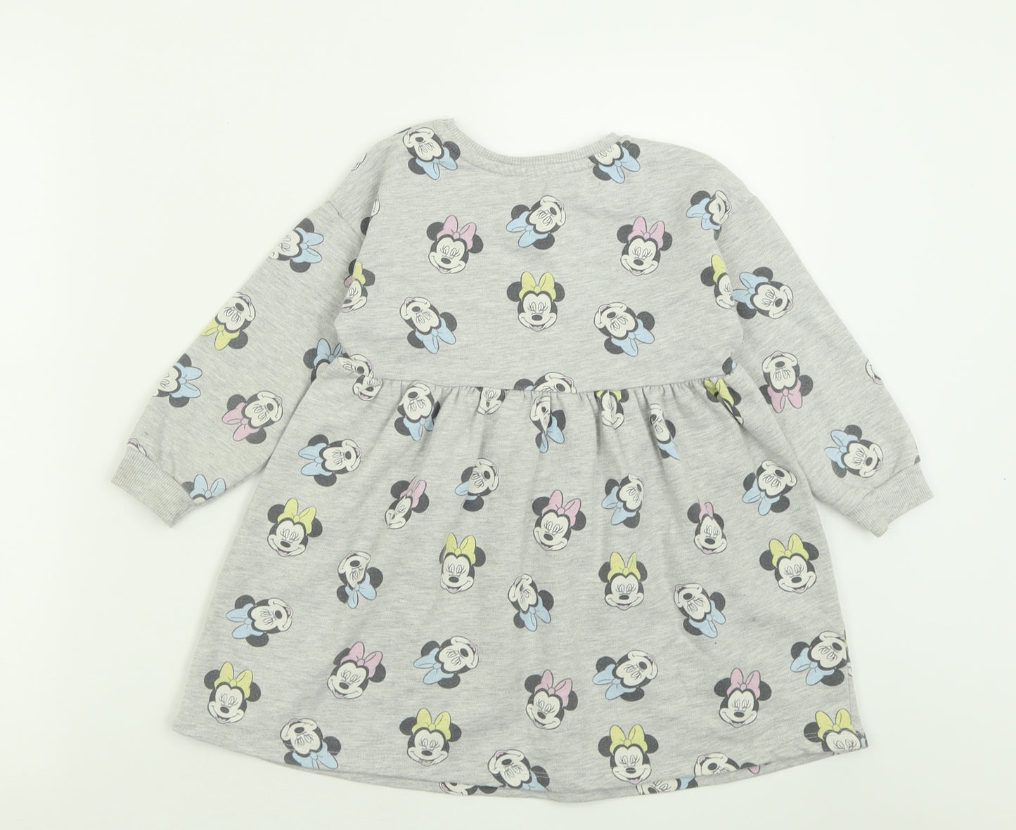 George Girls Grey Geometric Polyester Jumper Dress  Size 3-4 Years  Crew Neck Pullover - Minnie Mouse