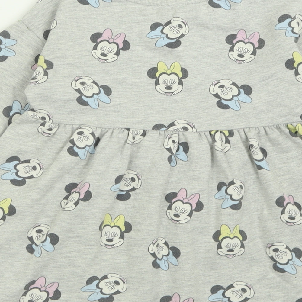 George Girls Grey Geometric Polyester Jumper Dress  Size 3-4 Years  Crew Neck Pullover - Minnie Mouse