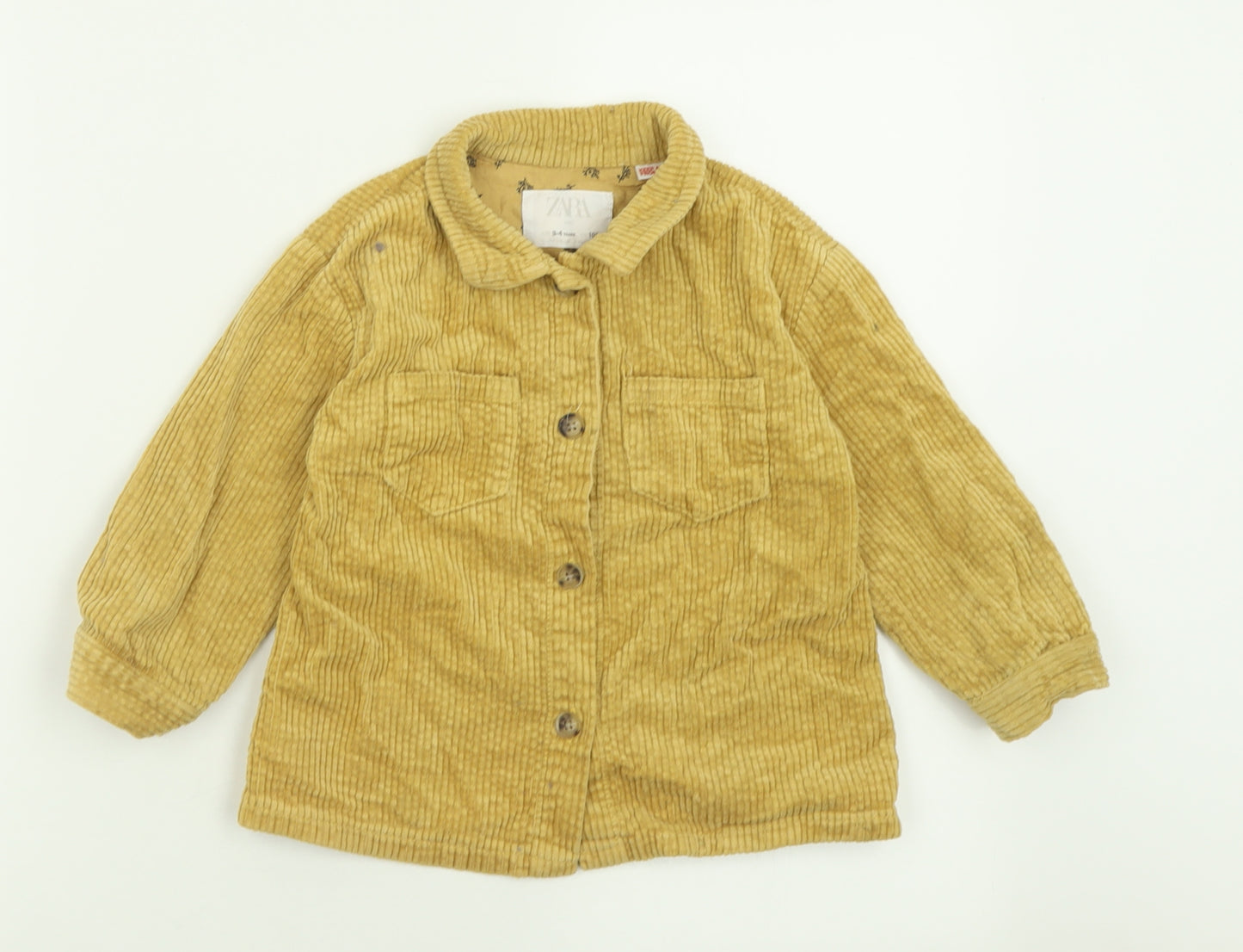 Zara Girls Yellow   Basic Jacket Jacket Size 3-4 Years  Button