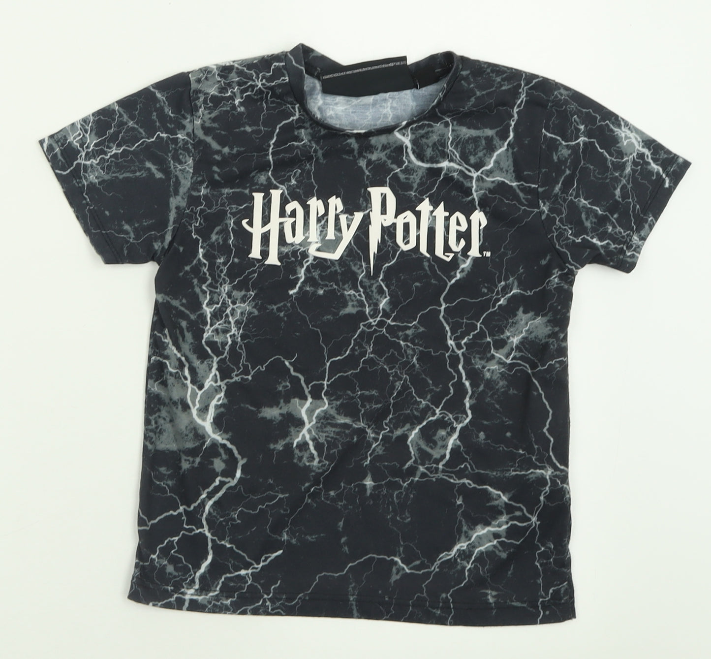 Primark Boys Black  Polyester Basic T-Shirt Size 6-7 Years Crew Neck Pullover - Harry Potter