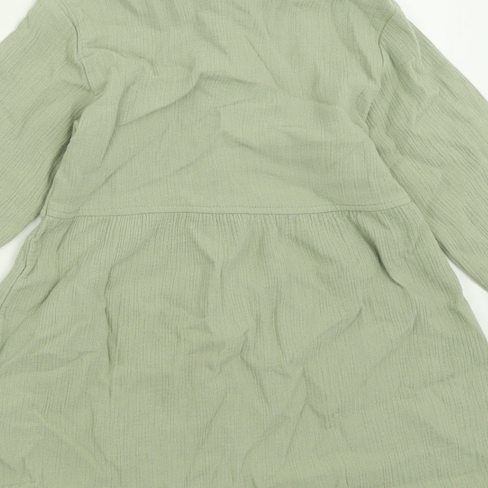 Zara Girls Green  Viscose A-Line  Size 3-4 Years  Collared Button