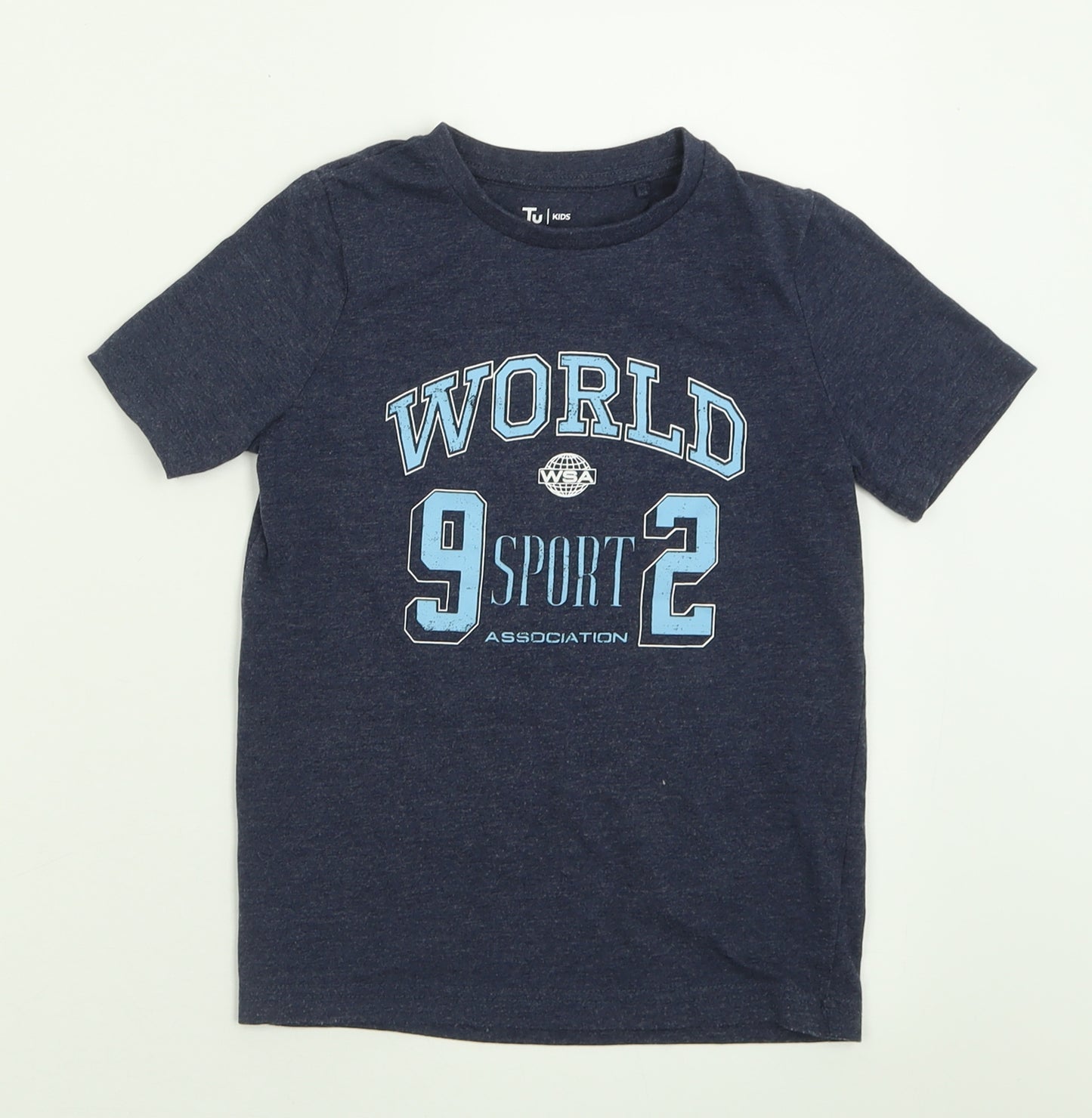 TU Boys Blue  Polyester Basic T-Shirt Size 6 Years Crew Neck Pullover