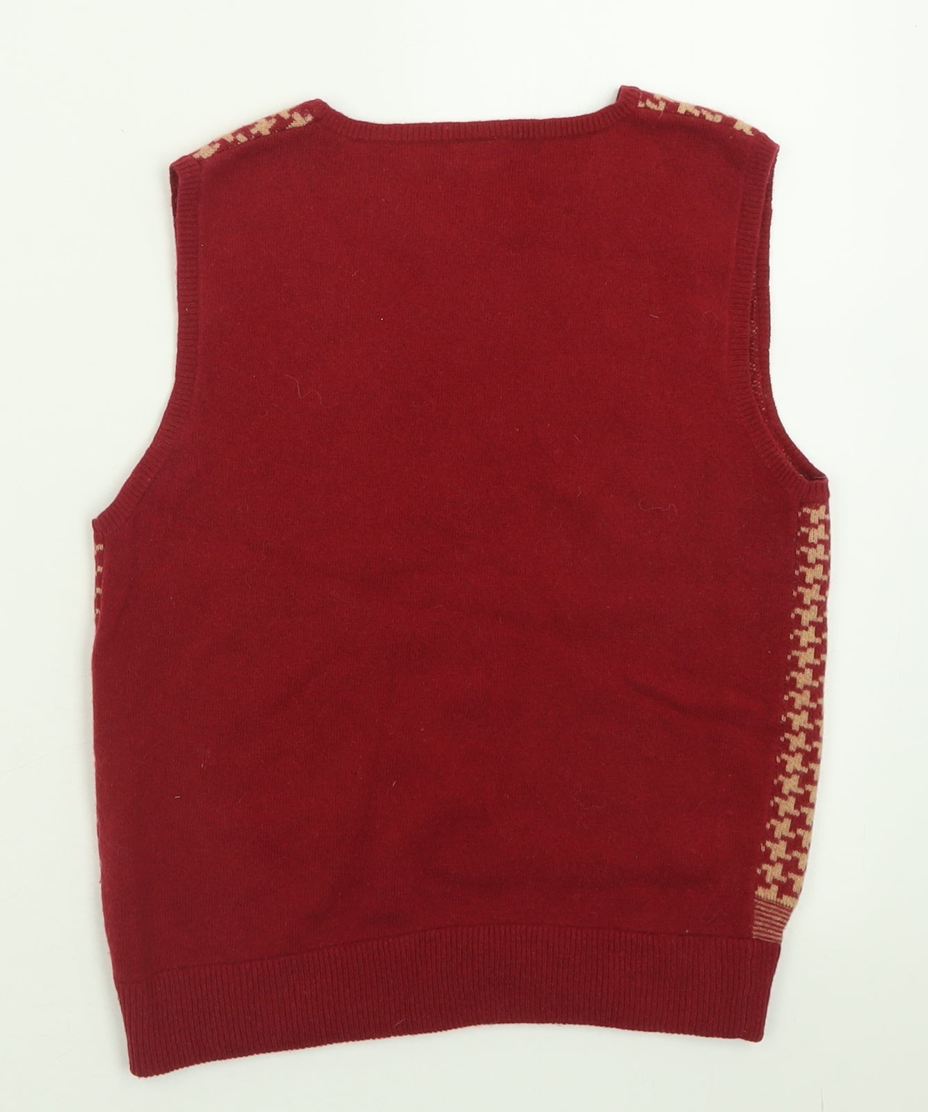 InWear Womens Red Crew Neck Plaid Wool Vest Jumper Size M