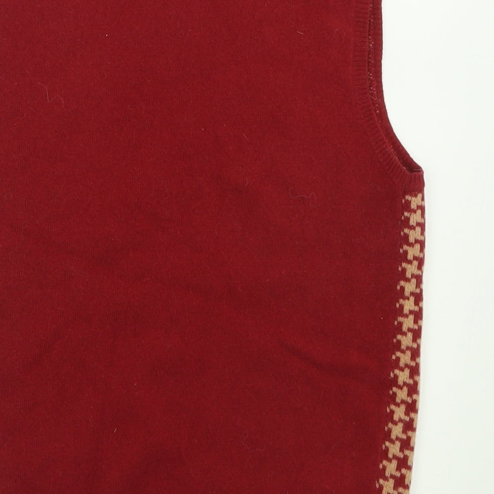 InWear Womens Red Crew Neck Plaid Wool Vest Jumper Size M