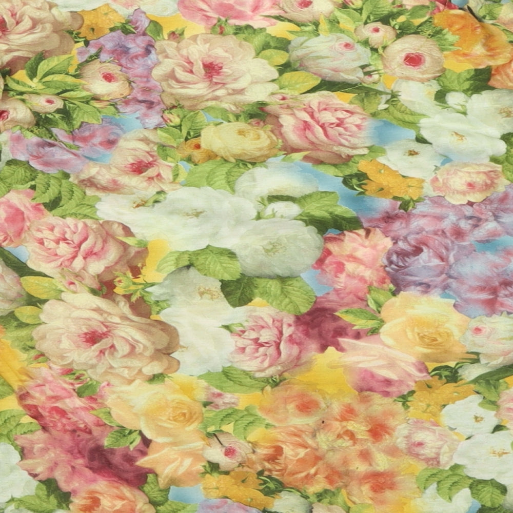 Per Una Womens Multicoloured Floral Polyester Basic T-Shirt Size 14 Crew Neck