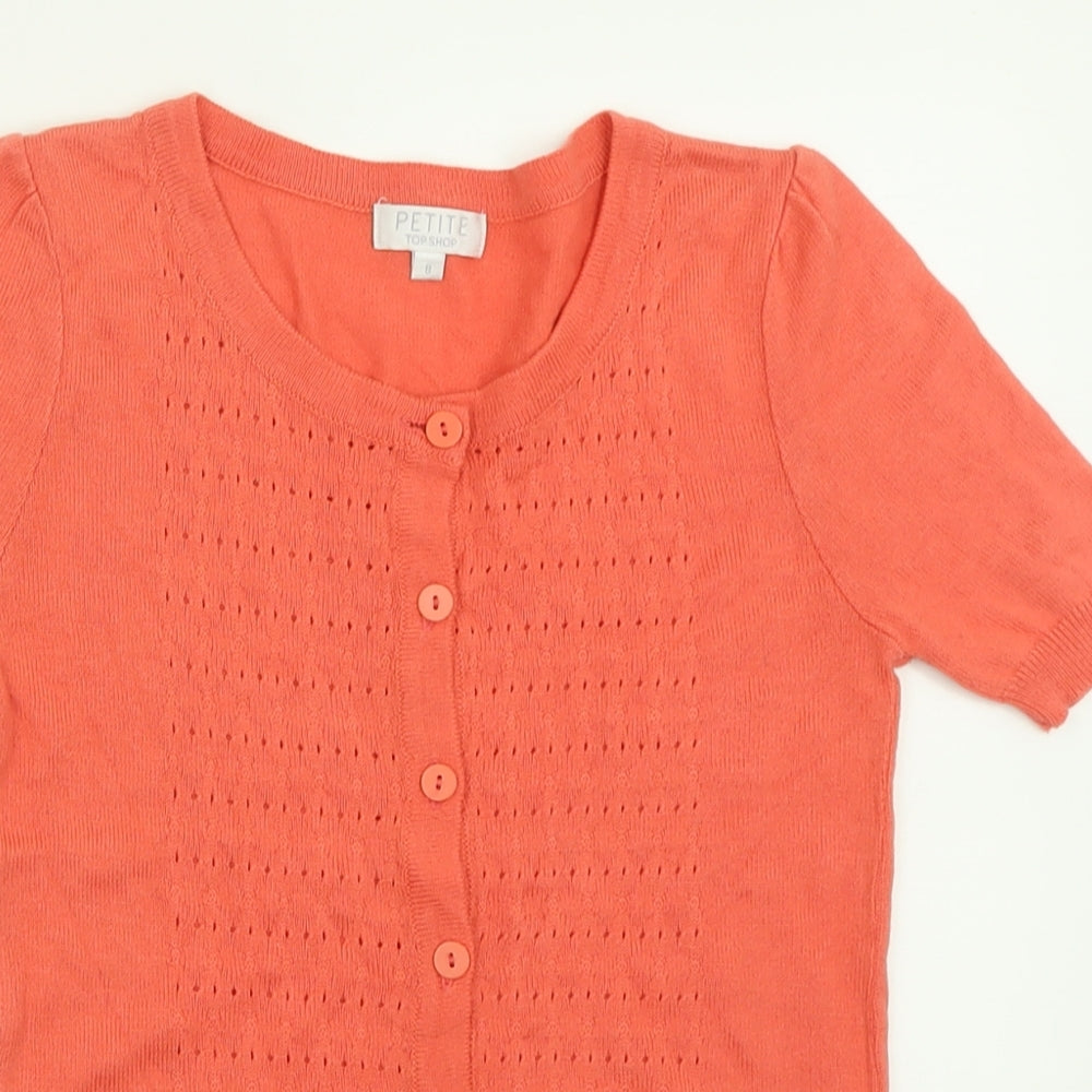 Topshop Womens Pink Crew Neck  Acrylic Cardigan Jumper Size 8