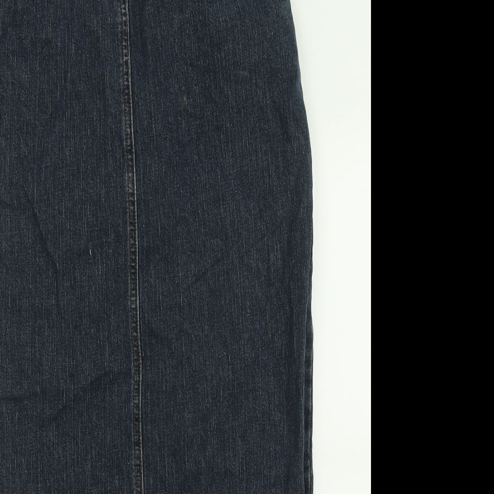 NEXT Womens Blue  Cotton A-Line Skirt Size 12   Button