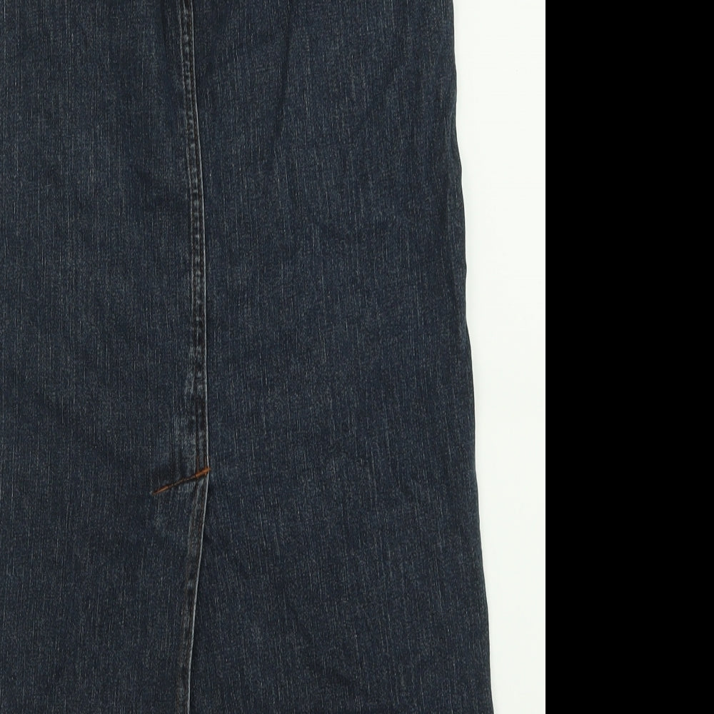NEXT Womens Blue  Cotton A-Line Skirt Size 12   Button