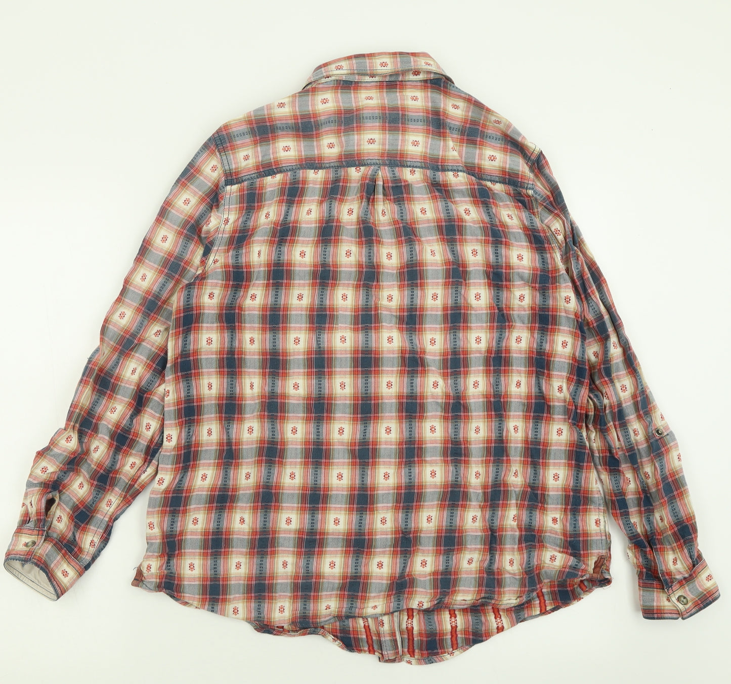 Marks and Spencer Womens Red Plaid Cotton Basic Button-Up Size 18 Collared